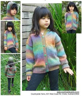 P310 8 ply Child's Hooded cardigan Pattern
