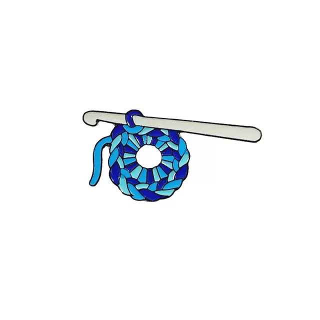 Crochet Blue Enamel Pin