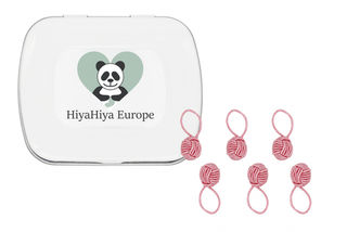 Notion Tin with Pink Yarn Ball Stitch Markers