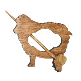 Lykke - Works Shawl Pin - Sheep - Mango wood