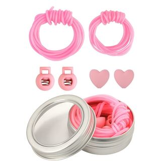 Stitch Holder Cord Set  & Needle Stoppers - Pink Heart