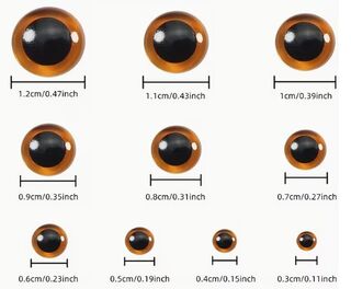 Glass Eyes 3mm to 12mm - 3 colours
